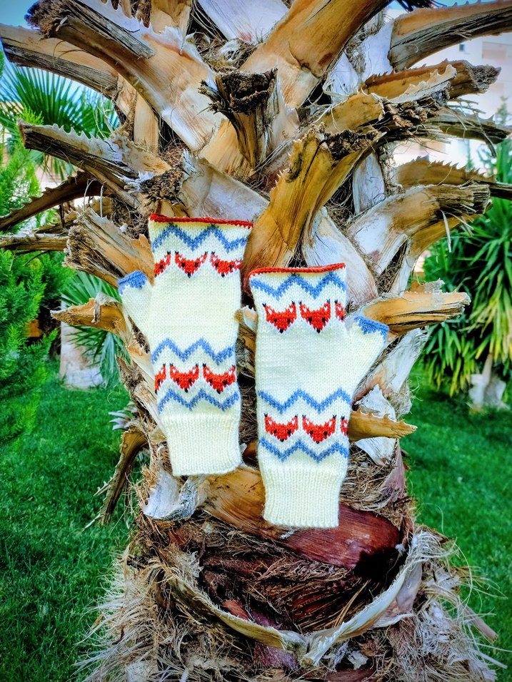 Renkli Bohem Örgü Kadın Eldiveni - Görsel 4