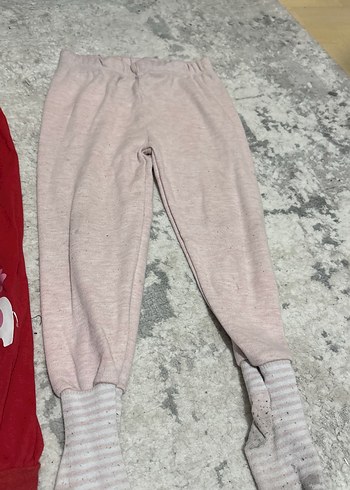 Kız Çocuk Kırmızı ve Gri Tayt Seti - Görsel 2