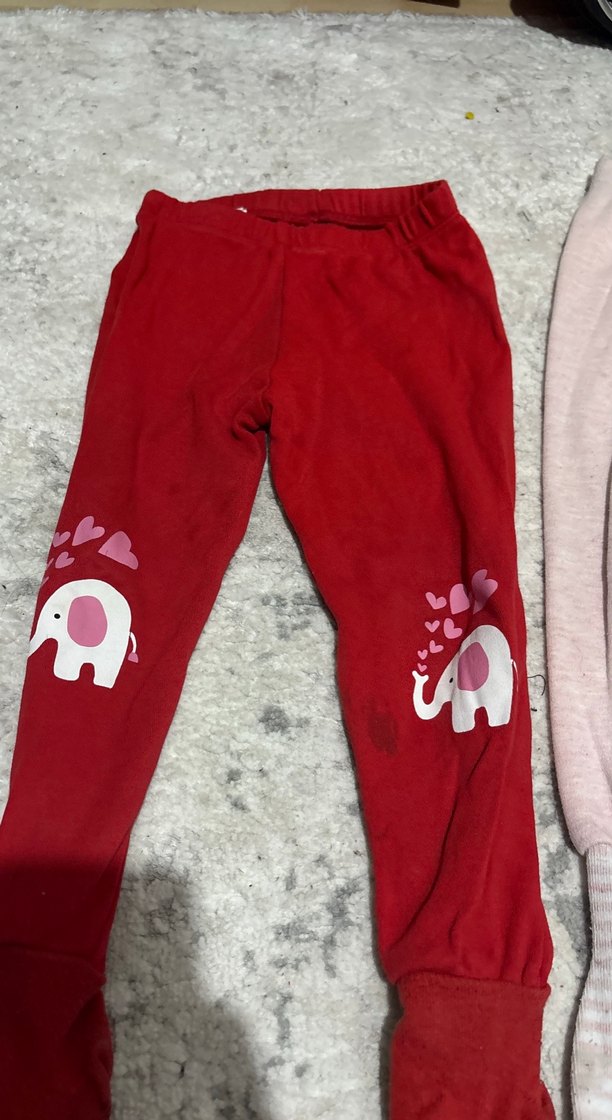 Kız Çocuk Kırmızı ve Gri Tayt Seti - Görsel 3