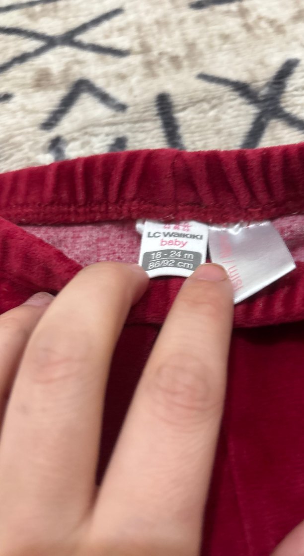 Bordo Kadife Kız Tayt - Görsel 3