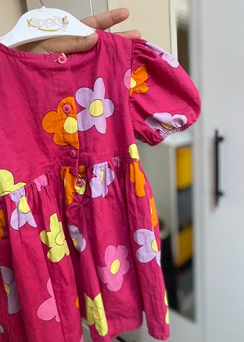 Çiçek Desenli Pembe Kız Elbisesi
