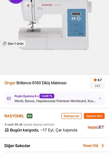 Beden Singer Brilliance 6160 Elektronik Dikiş Makinesi