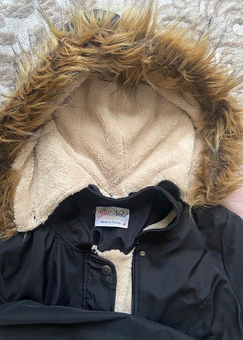 Siyah Kadın Kürklü Midi Ceket - Görsel 4