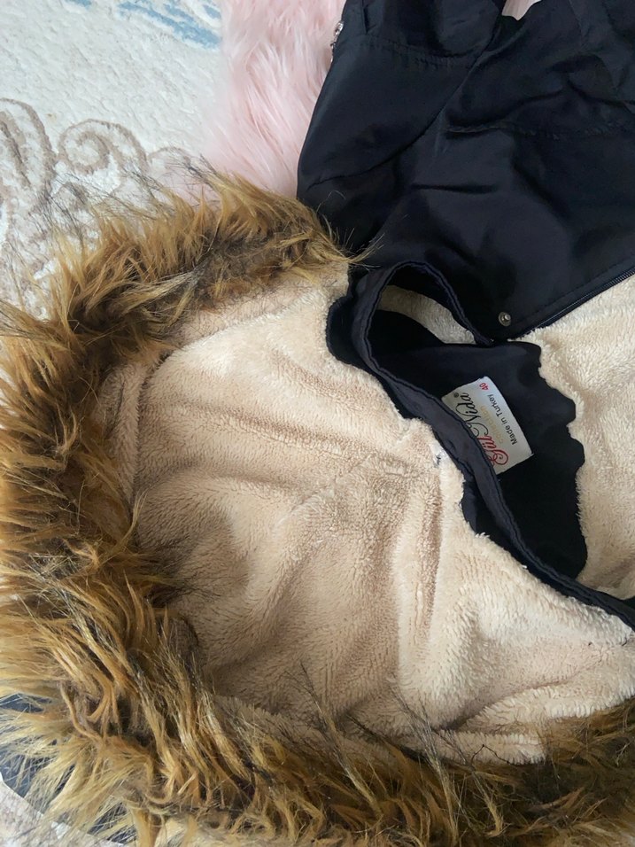 Siyah Kadın Kürklü Midi Ceket - Görsel 3