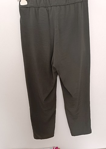 H&M Kadın hakii Keten Pilili Midi Pantolon
