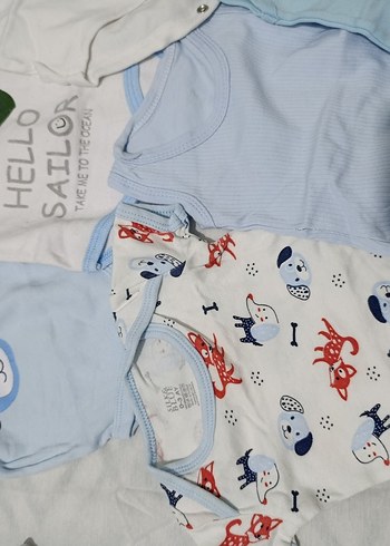 Mavi Kısa Kollu Pamuklu Bebek Body - Görsel 2