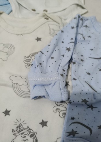 Mavi Kısa Kollu Pamuklu Bebek Body - Görsel 4