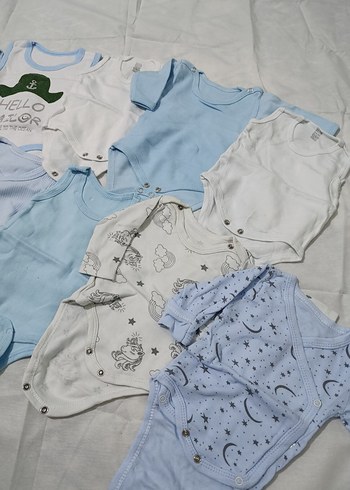 Mavi Kısa Kollu Pamuklu Bebek Body - Görsel 3