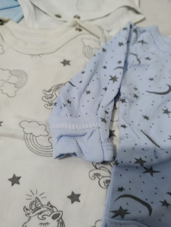 Mavi Kısa Kollu Pamuklu Bebek Body - Görsel 4