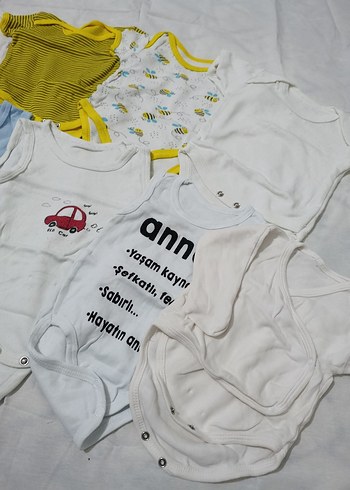 Sarı Baskılı Kısa Kollu Bebek Body - Görsel 3