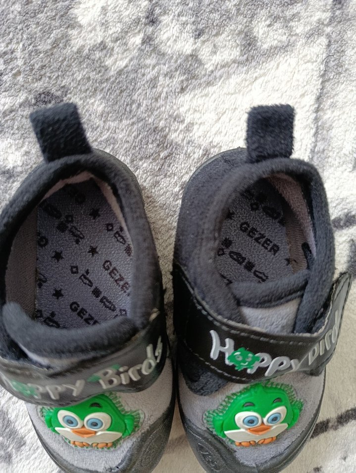 Gezer Gri Erkek Çocuk Sıcak Ev Terliği Velcro - Görsel 2