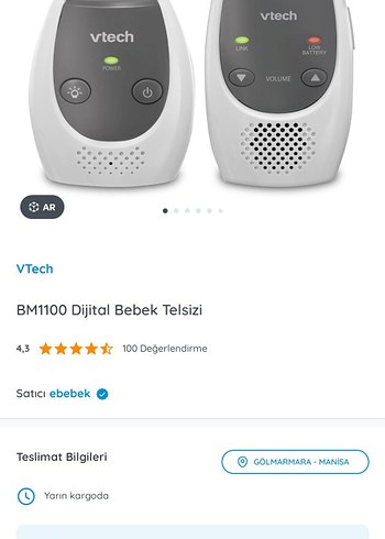 VTech BM1100 Dijital Bebek Telsizi Beyaz - Görsel 2