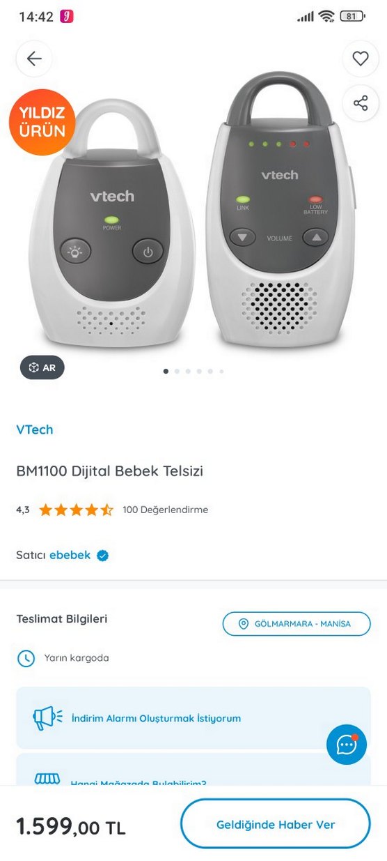 VTech BM1100 Dijital Bebek Telsizi Beyaz - Görsel 2