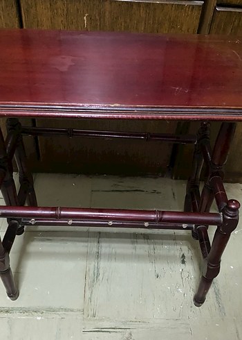 Bordo Ahşap alt bölmeli yek sehpa - Görsel 2