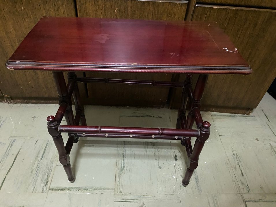 Bordo Ahşap alt bölmeli yek sehpa - Görsel 2