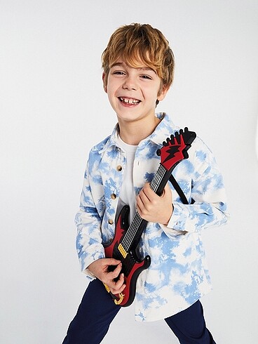 LCW Kids Batik Desenli Uzun Kollu Gabardin Erkek Çocuk Gömlek