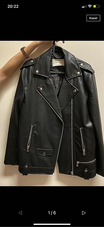 Stradivarius oversize deri biker ceket
