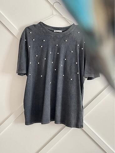 Orj zara taşlı tişört - Görsel 5