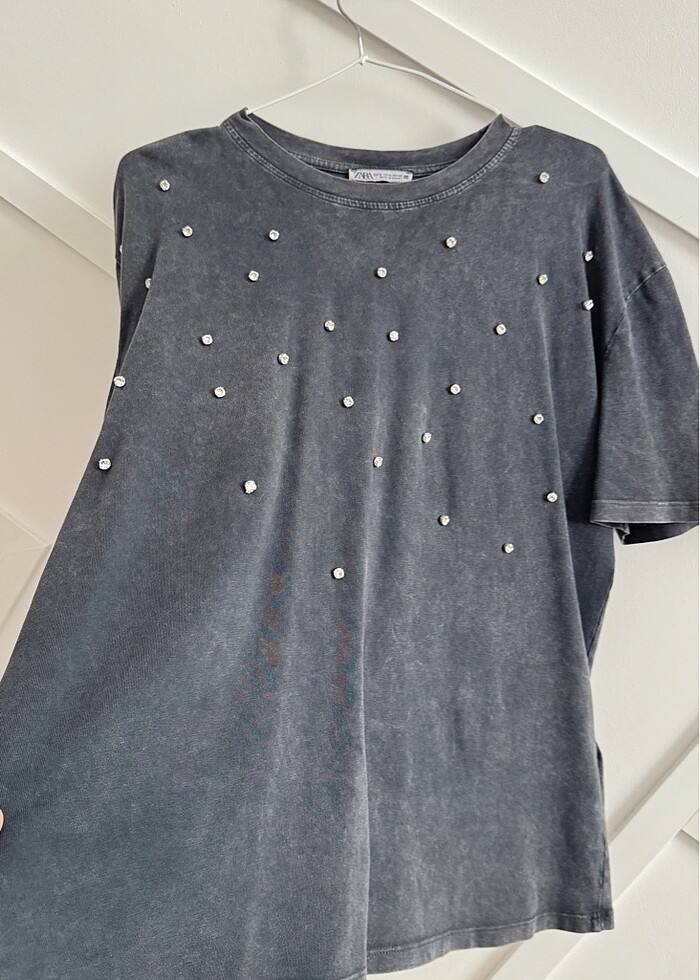 Orj zara taşlı tişört - Görsel 4