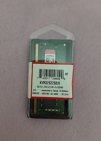 Kingston Value 8GB 3200 Mhz DDR4 SODIMM Ram KVR32S22S8/8