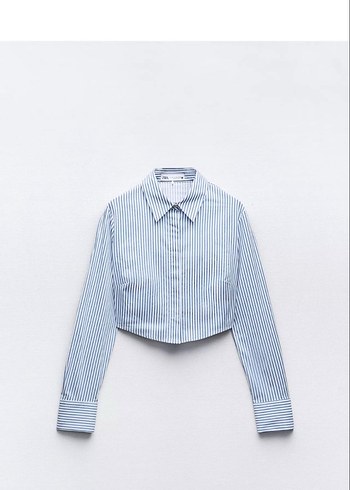 Zara Zara vücuda oturan çizgili crop gömlek