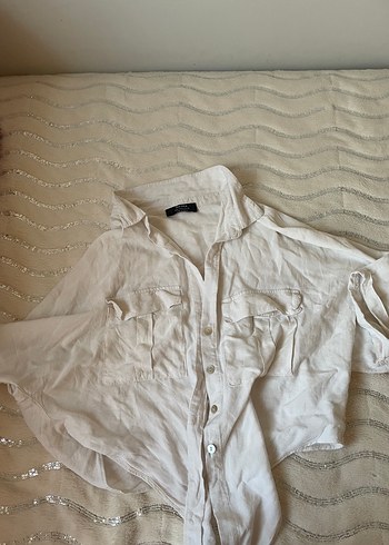 Bershka Beyaz BağlamalıGömlek - Görsel 3