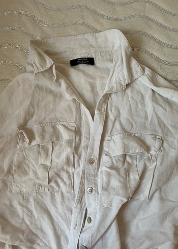 Bershka Beyaz BağlamalıGömlek - Görsel 2