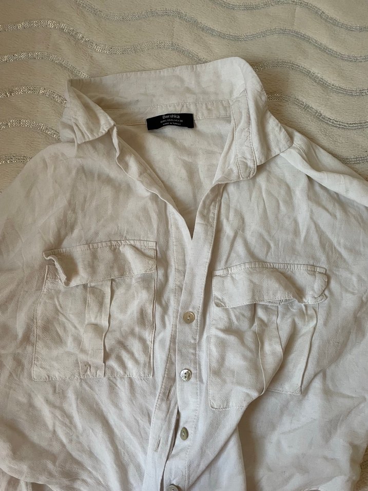 Bershka Beyaz BağlamalıGömlek - Görsel 2