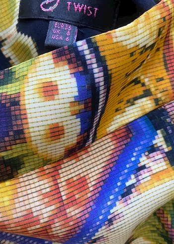 36 Beden çeşitli Renk Twist Desenli Bohem Midi Kalem Etek