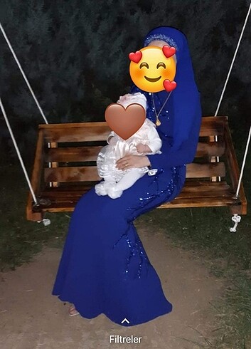 m Beden mavi Renk Balık model abiye 