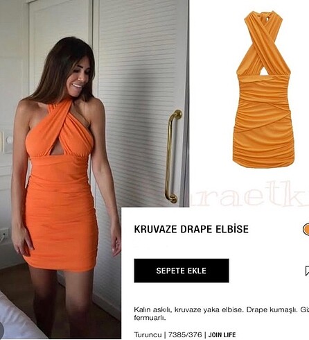 m Beden Zara turuncu kısa elbise