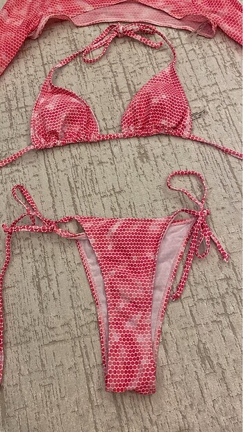 xs Beden pembe Renk Bikini takımı 4 lü set