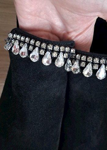 Siyah Süet Taşlı Kadın Bot - Görsel 4