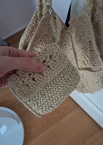 Bej Örgü Dantel Detaylı Bohem Kadın Çanta - Görsel 6