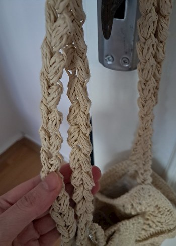 Bej Örgü Dantel Detaylı Bohem Kadın Çanta - Görsel 9