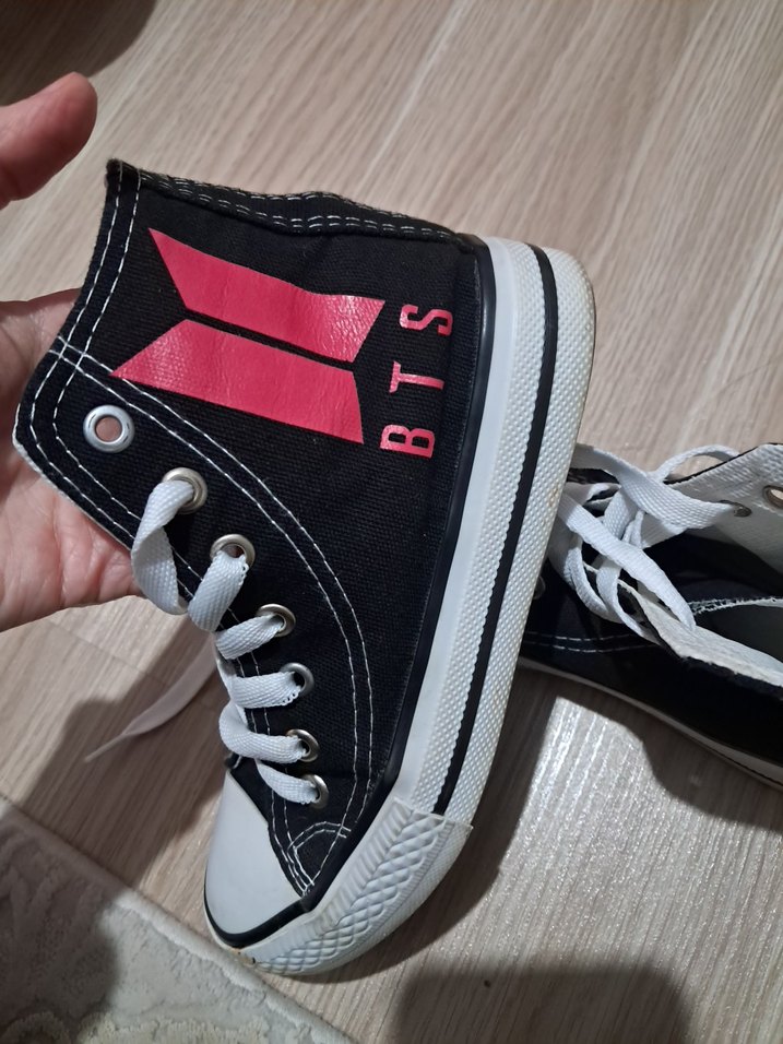 Siyah Kadın Spor Ayakkabı Yüksek Tabanlı - Görsel 3