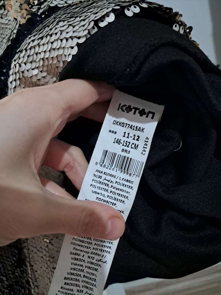 Siyah Beyaz Payetli Midi Etek - Görsel 3