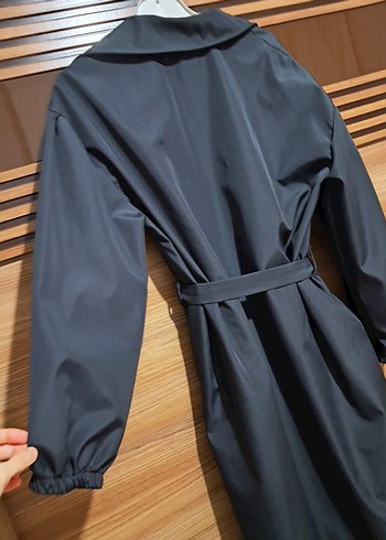 Gri Kadın Uzun Kuşaklı Trençkot - Görsel 2