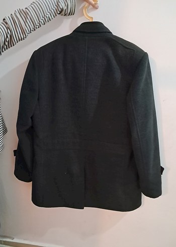 Gri Midi Boy Düğmeli Erkek Kaban - Görsel 3