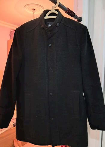 Gri Midi Boy Düğmeli Erkek Kaban - Görsel 10