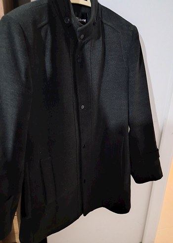 Gri Midi Boy Düğmeli Erkek Kaban - Görsel 11