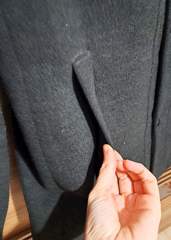 Gri Midi Boy Düğmeli Erkek Kaban - Görsel 6