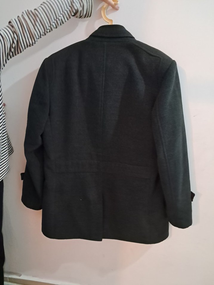 Gri Midi Boy Düğmeli Erkek Kaban - Görsel 3