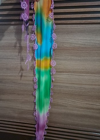 Renkli Dantel Detaylı Bohem Kadın Atkı - Görsel 4