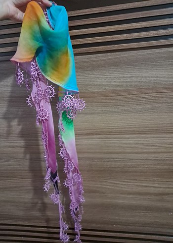 Renkli Dantel Detaylı Bohem Kadın Atkı - Görsel 2