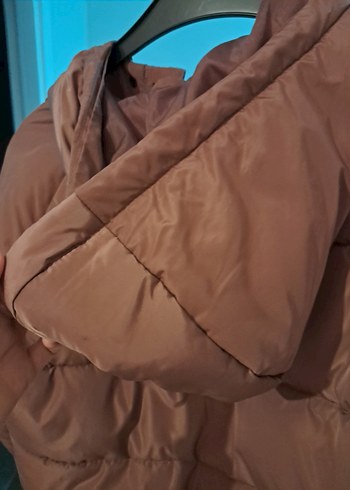 Düğmeli Uzun Kahverengi Kadın Kışlık Mont - Görsel 9