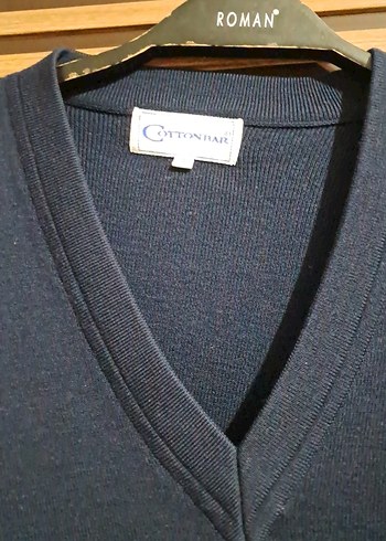 Lacivert V Yaka Erkek Örgü Yün Kazak - Görsel 6