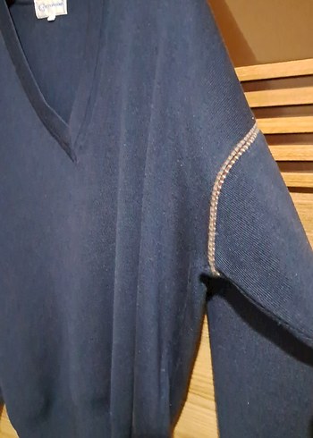 Lacivert V Yaka Erkek Örgü Yün Kazak - Görsel 4