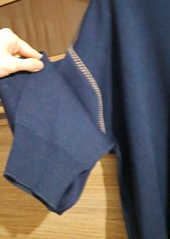 Lacivert V Yaka Erkek Örgü Yün Kazak - Görsel 2