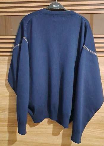 Lacivert V Yaka Erkek Örgü Yün Kazak - Görsel 8